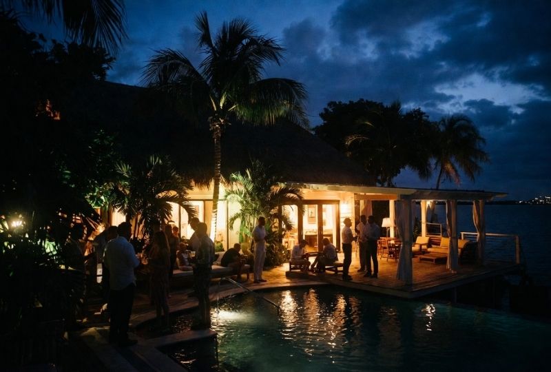 Key West bachelor party at Airbnb with tropical pool and nightlife atmosphere